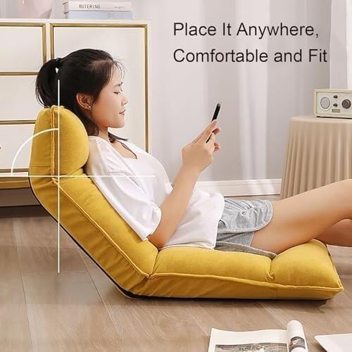 ELEFOCUS Lazy Sofa Couch Padded Sleeper Bed Couch Recliner. for Napping Reading and Meditation(Light Gray)