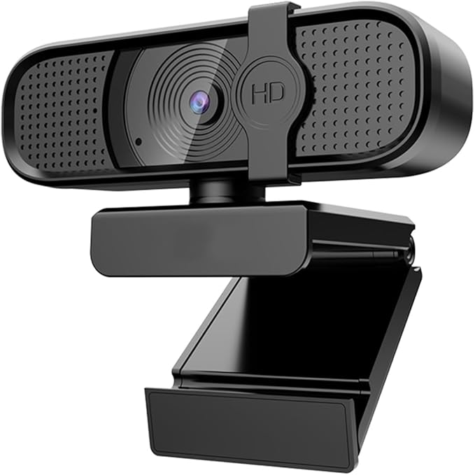GIZNXBA Full HD Webcam with Built-in Microphone Video and Wide Angle Camera Privacy Cover Autofocus 360° Rotation Pan &amp Tilt for Desktop PC Or Laptop Computer(2K)