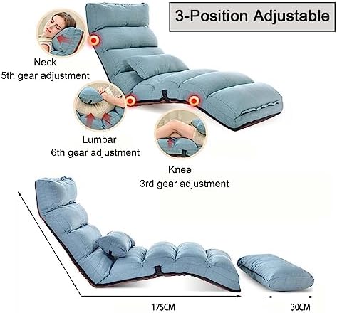 Floor Chairs with Pillow for AdultsFloor Gaming Chair with 3 Position Adjustable Head、Back and Knee SupportNo Assembly Folding Lazy Sofa Chair for GamingSleepingReading