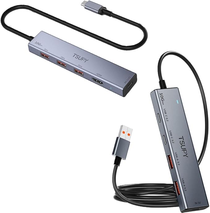 USB C HUB 10Gbps TSUPY USB HUB with 4K 60Hz HDMI 3* USB 3.2 A Ports 100W Power Delivery USB Port Multi USB C Splitter Adapter HUB for MacBook Air/Pro iPad Air/Pro iMac TabletPhone