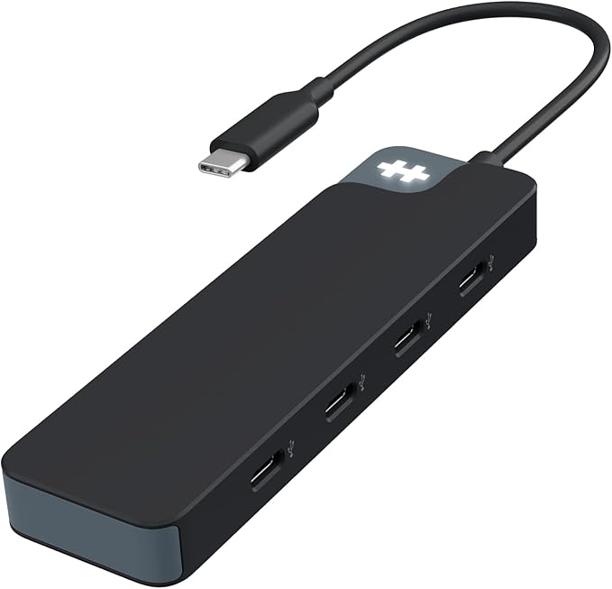 HyperDrive Flex USB Hub 4-Port Adapter — USB C Extender for Fast File Transfers &amp Multi-Device Connectivity — 4X 5Gbps Compatible w/Mac PC Chromebook (Black)