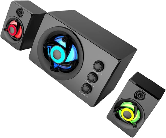 1Set Wooden Multimedia Subwoofer Speaker System Powered Desktop Loudspeaker Box for Laptop and Sound Enhancement