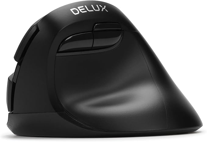 DELUX Wireless Ergonomic Mouse Vertical Mouse for Small Hand Silent Click Ergonomic Mouse Up to 4000 DPI 6 Buttons BT 5.0/2.4G Dual Mode for Carpal Tunnel for Laptop/PC (M618MINI DB-Black)