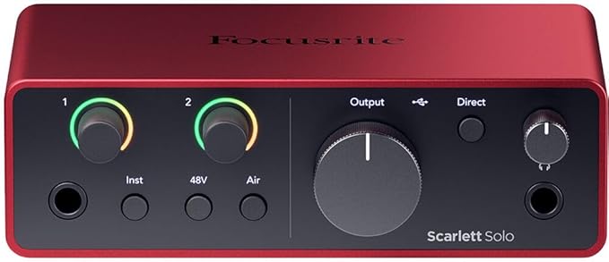 Focusrite Scarlett Solo 4G with StreamEye Cans50 Studio Headphones and Microphone Boom Arm XLR Cable and Pop Filter Bundle
