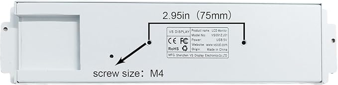 VSDISPLAY 9.1 Inch 462x1920 LCD Monitor Small Stretched Bar Display for D32 Computer PC Case Infront Screen CPU GPU RAM Temperature DataWhite