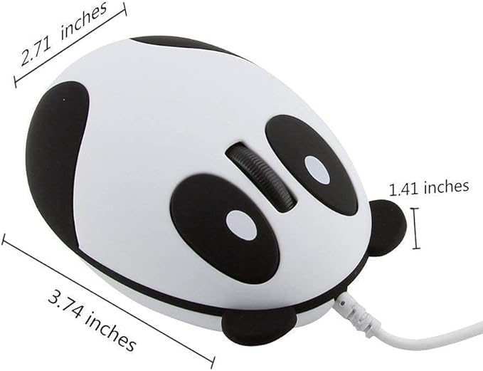 CHUYI 1 Pack Cute Hamster Shaped Wireless Optical Mouse Grey Color and 1 Pack Panda Shape Wired Mouse for Computer Laptop