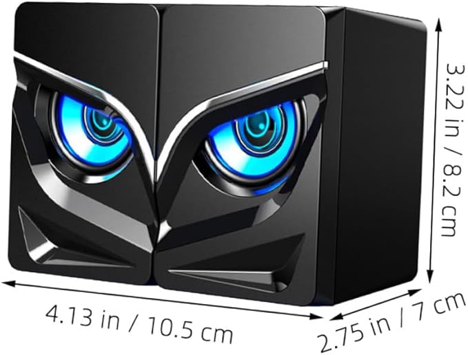 2pcs USB Wired Computer Speakers with Colorful RGB Lighting Surround Sound Subwoofer for Desktop Laptop Gaming and Office Use Compact Stereo Audio External Speakers with Powerful