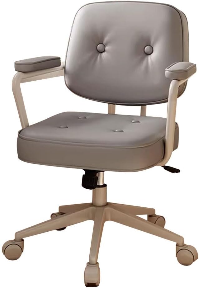 YCKEGEW Comfy Office Chair with Wheels Home Ergonomic Task Chair Tilting Function BackrestModern Armchair 360 Swivel Desk Chair Adjustable Height(BrownBlack Legs)