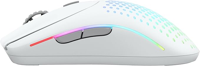 Glorious Gaming Model O 2 Wireless Gaming Mouse - Hybrid 2.4GHz &amp Bluetooth Wireless 68g Superlight Long Battery Life 26k BAMF 2.0 Sensor RGB Ambidextrous 6 Buttons PTFE Feet - White