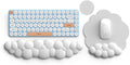Cloud Keyboard Wrist Rest and Mouse Pad with Wrist Support Set Ergonomic PU Leather Mouse Pads Pain Relief Memory Foam Non-Slip Mousepad for ComputerLaptopWhite