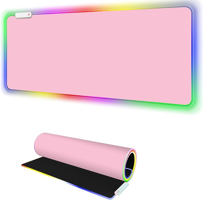 Pink RGB Gaming Mouse Pad I Large Mousepad with 14 Led Light Modes I Keyboard Pad Gaming Desk Mat I Non-Slip Rubber Base Big Mouse Mat for Gamer I 900x400x4mm Waterproof Mousepad for Game PC MacBook
