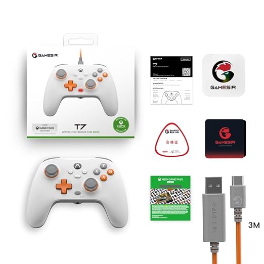GameSir T7 Wired Controller for Xbox Series X|S Xbox One &amp Windows 10/11 Plug and Play Gaming Gamepad with Hall Effect Joysticks/Hall Trigger 3.5 mm Audio Jack - White
