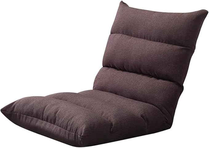 ELEFOCUS Floor Chair with 5-Position Adjustable Japanese Floor Gaming Chair with Back Support Indoor Linen Fabric Padded Sofa Chairs(Brown)