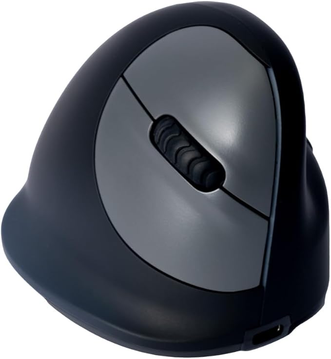 R-Go HE Vertical Ergonomic Mouse Wireless Bluetooth 5.0 for Large Hand with Break Software Prevents Tennis Elbow/Mouse Arm RSI Silent Click 5 Buttons - Compatible Windows/MacOS Black