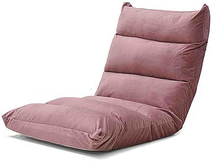 Floor Chair with Back Support Anti Slip Padded Folding Chair Ergonomic Seat Cushion Bedroom Portable Floor Lounger for Reading Gaming (Color : Pink)