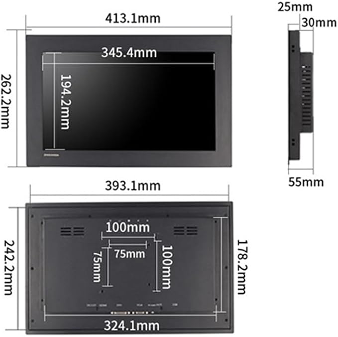 15.6 Inch Industrial 10-Point Touch Monitor Open Frame HDMI/VGA/DVI Interface Built-in Speakers Capacitive Touch Screen Technology Metal Frame (Touchscreen 15.6)