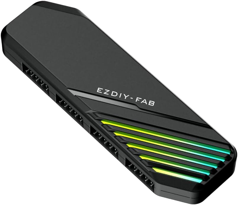 EZDIY-FAB MH01 Internal USB 2.0 9-Pin Hub4-Port USB Header Expansion SATA Powered USB Hub with Integrated Type-C Power &amp Data Connection Magnetic Mount Compact Design for AIO RGB Hub-Black