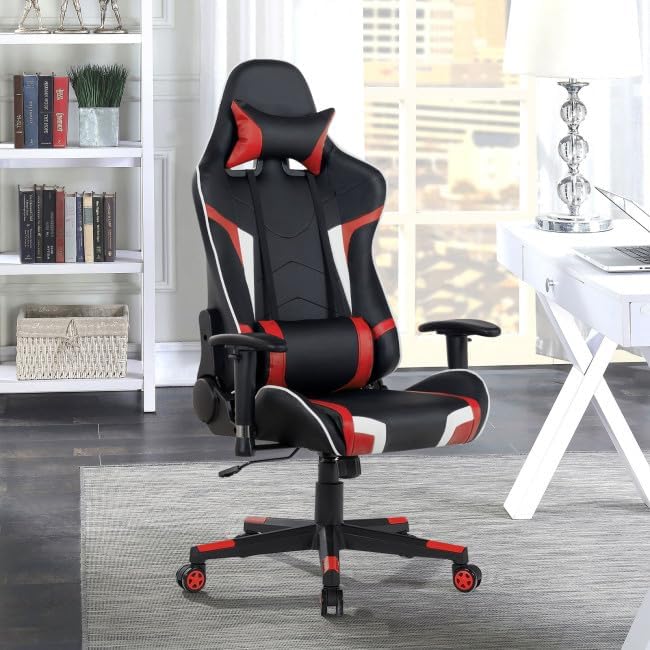 Gaming Chair with Electric Lumbar Massage 330lb Load 90°–180° Recline Range 360° Swivel Height-Adjustable Seat 5-Claw Stability Base Premium Faux Leather 5 Color Variants