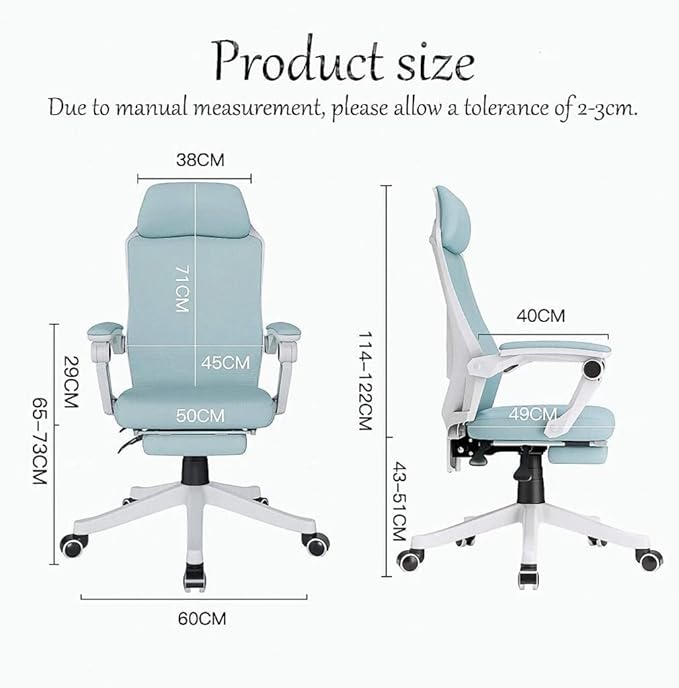 Office Chair Gaming Chair Ergonomic Gaming Table and Chair Headrest Work Chair High Back Computer Chair Footstool Swivel Chair Chair (Size : Pink) Needed