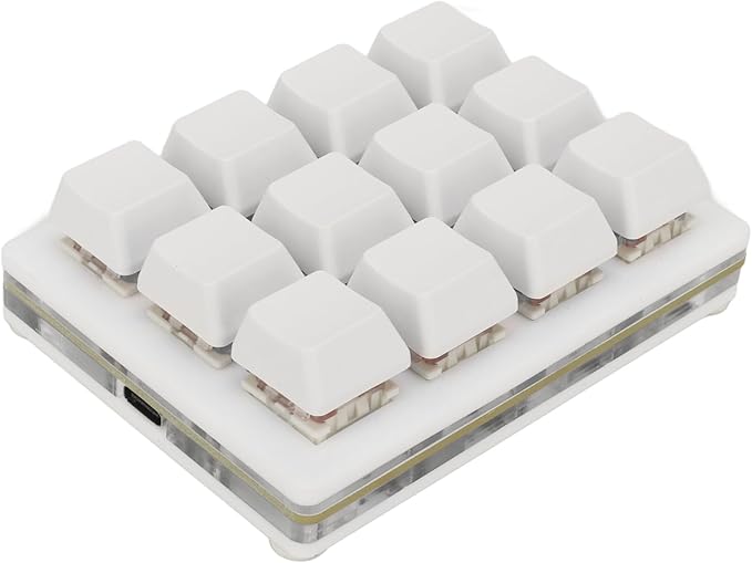 ZJchao Mechanical Gaming Keyboard Hot Swappable Mini LED Keypad Key 12 Red Switch White