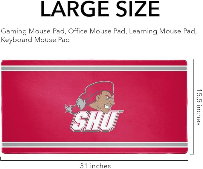 Sacred Heart University Pioneers Primary Logo Stripes Large Gaming Mouse Pad Desk Mat with Stitched Edges Non-Slip Base for Gamer Home and Office 31.5 x 15.7
