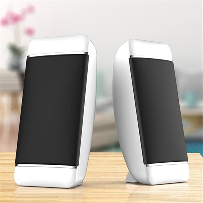 2 Pieces Wired Computer Speakers USB + AUX Mini PC Speaker for Laptop Desktop Phone 5W Audio Multimedia Loudspeaker with High Fidelity Sound (Black)