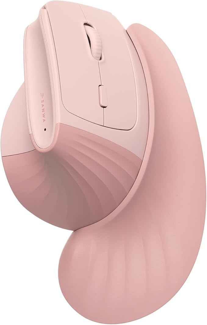 SANWA Wireless Ergonomic Mouse for Large Hands Silent Click Vertical Mice with Removable Wrist Rest 1000-4000 DPI 3-Device (2.4G + 2 Bluetooth 5.4) Compatible with Mac Windows Laptop PC Pink