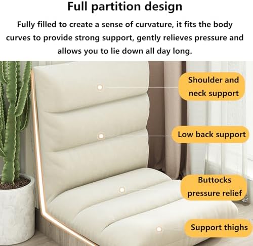 Folding Floor Gaming Chair5-Position Adjustable Lazy Padded Sleeper Sofa Bed with Back Support Couch Recliner Floor Chair for Meditation Reading in Bedroom Livi Pink
