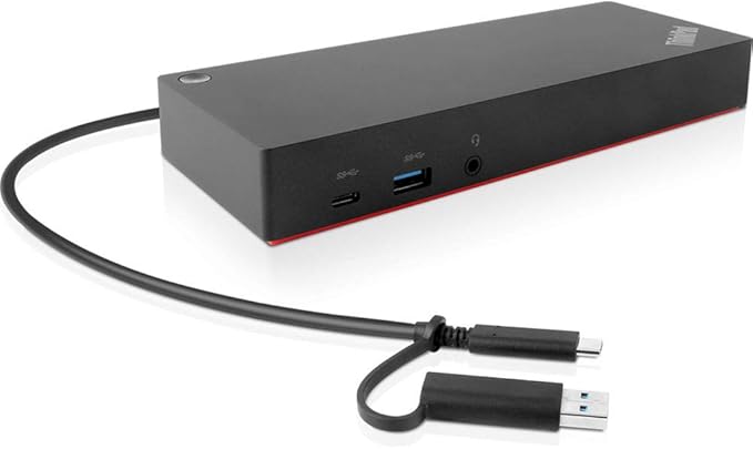 Lenovo ThinkPad Hybrid USB-C Dock US (40AF0135US) with USB Type-A Adapter + ZoomSpeed HDMI Cable (with Ethernet) + Starter Bundle