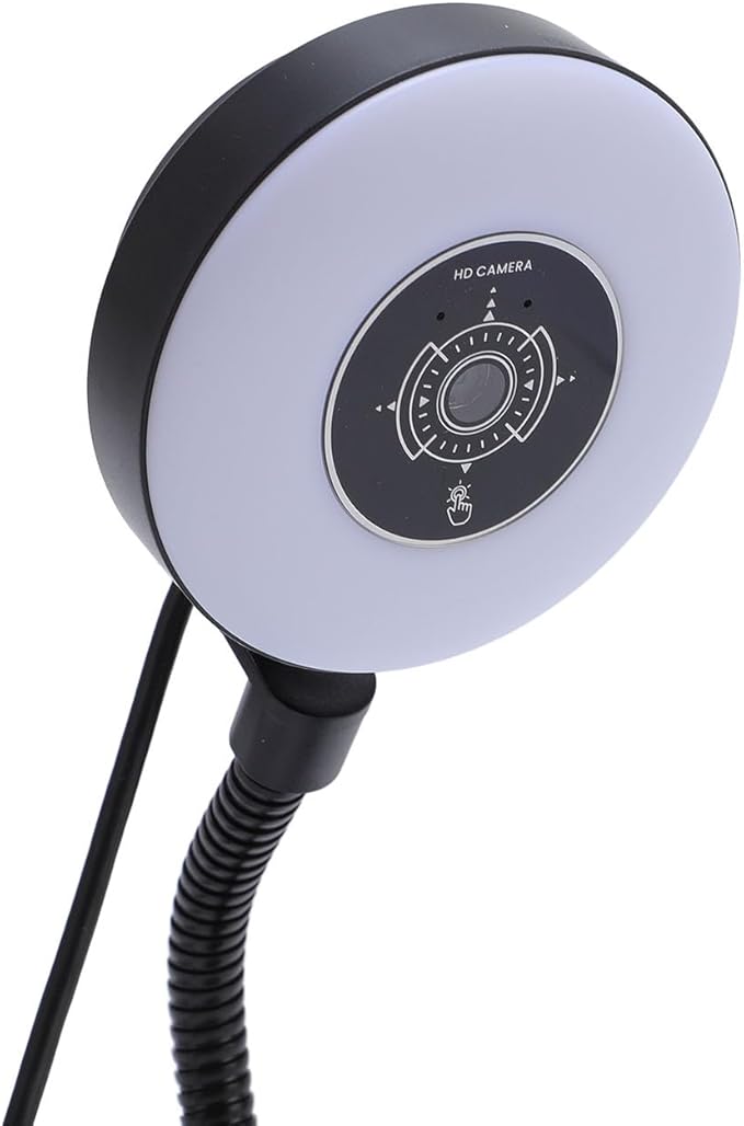 ciciglow 5MP Webcam with Microphone USB Web Cam with Fill Light Touch Control Bendable Rod HD Streaming Web Camera with Auto Focus for PC Computer Laptop Desktop