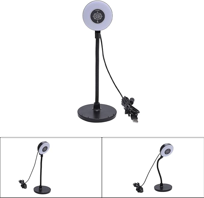 Dpofirs Webcam with Light Built in Mic 5MP Webcam with Fill Light 3 Color Modes for Online Learning