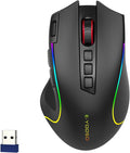 Premium Wireless Bluetooth Versatile Mouse8000 DPI6 RGB BacklitUSB C RechargeableErgonomic2.4G/BT/WiredRapid Fire Key75-Hour Power CapacityIdeal For Gaming/Office/Home/PC Computer/Laptop/Mac