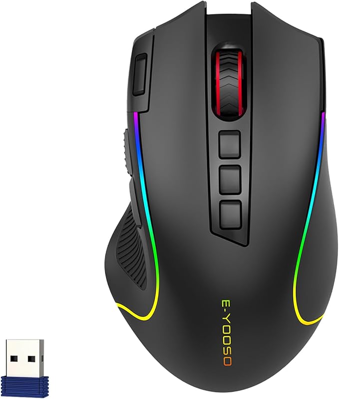 Premium Wireless Bluetooth Versatile Mouse8000 DPI6 RGB BacklitUSB C RechargeableErgonomic2.4G/BT/WiredRapid Fire Key75-Hour Power CapacityIdeal For Gaming/Office/Home/PC Computer/Laptop/Mac