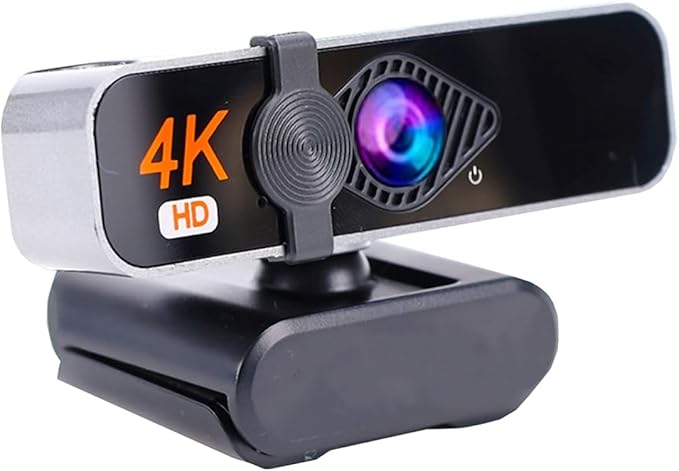 GIZNXBA 4K Webcam with Microphone 120° Wide-Angle Lens Privacy Cover Autofocus Auto Light Correction Smart Auto Beauty USB Webcam Plug and Play for Laptop PC Desktop