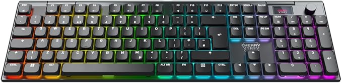 CHERRY XTRFY MX 10.1 Wireless | Cordless Low-Profile Gaming Keyboard | Rotary LCD Knob | RGB Lighting | Slim Aluminum