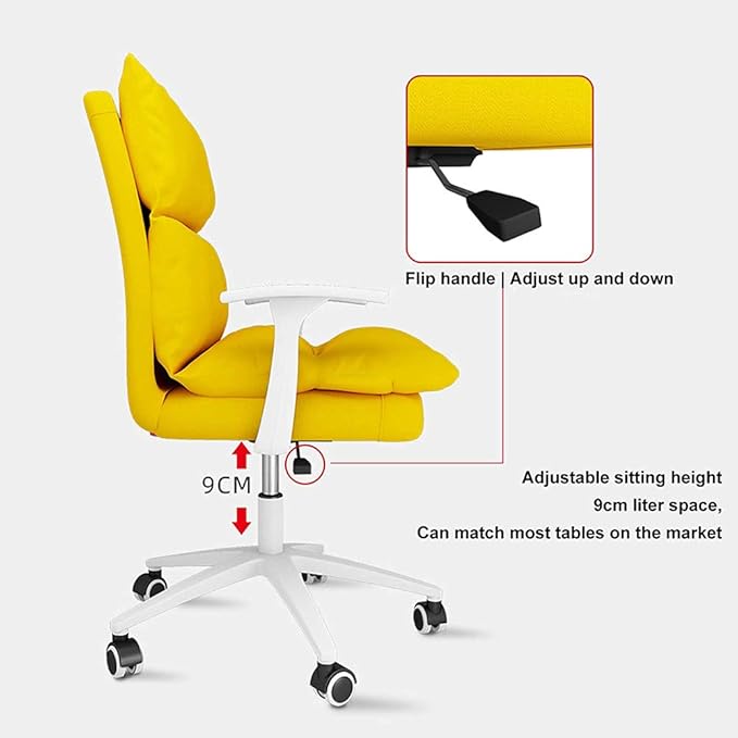Computer Chair Home Backrest Lazy Leisure and Comfortable Swivel Chair with Wheels and Armrest Ergonomic Dormitory College Student Gaming Chair Desk Seat