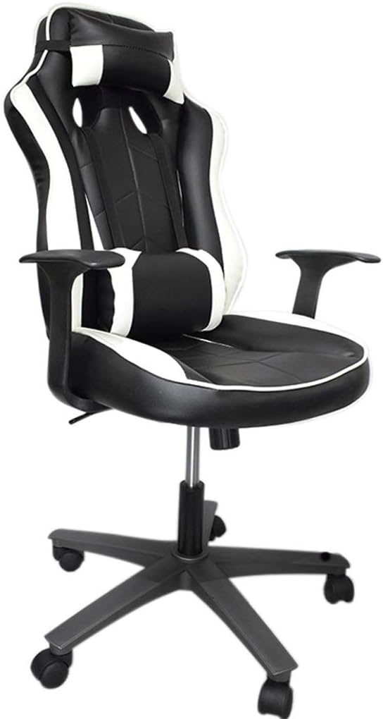 YYDS Chair Fashion PU Gaming Chair Executive Ergonomic Swivel Chair with Headrest and Lumbar Pillow Fixed Armrest Esports Chair Ergonomically (Color : White)