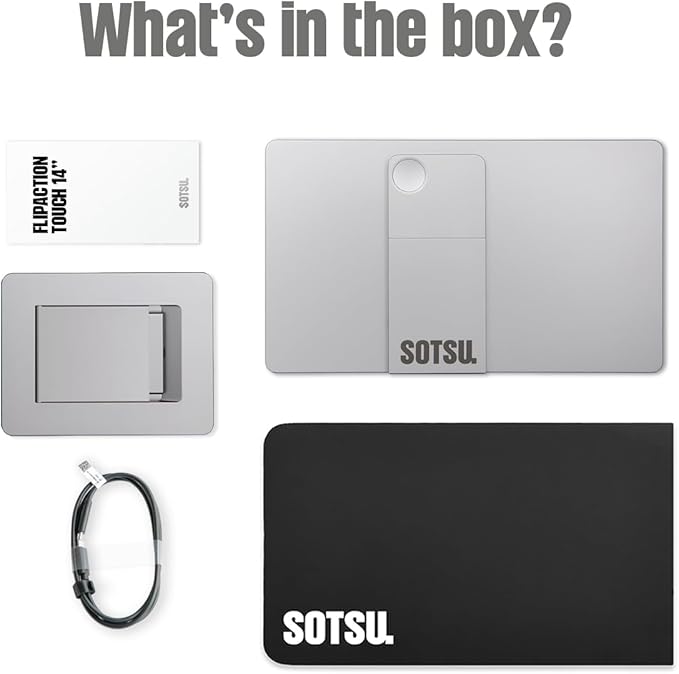 SOTSU FlipAction Touch 14 Portable Monitor | FHD IPS 10-Point Touchscreen | 400 Nits | 100% sRGB | Rotatable | Robust &amp Lightweight | Tempered Glass | USB-C &amp Mini HDMI | for Windows Android
