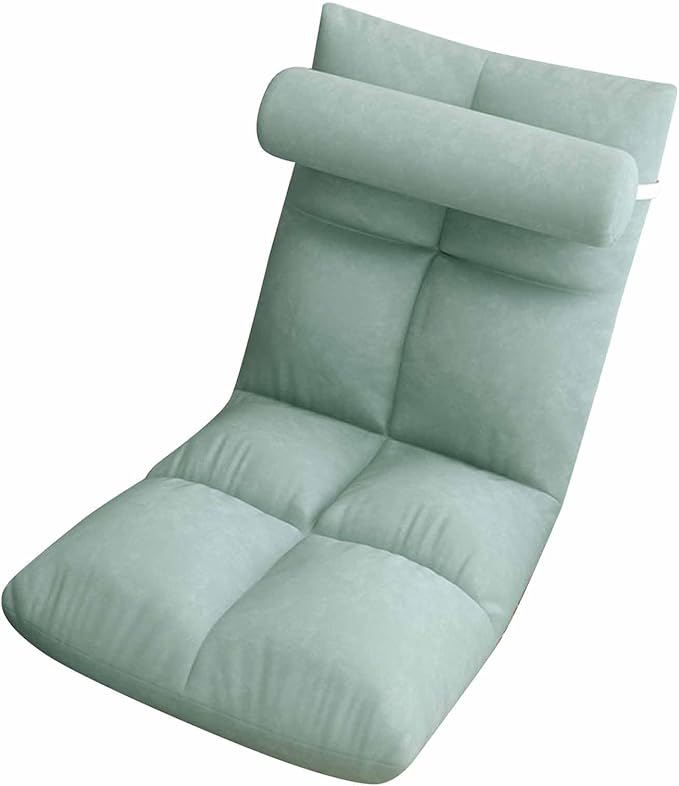 Zerodis Adjustable Backrest Floor Chair Heavy Duty Metal Frame Sofa Chair Soft and Thick Flannel Gaming Chair Suitable for Napping Reading Gaming and Meditation (Peacock Blue)