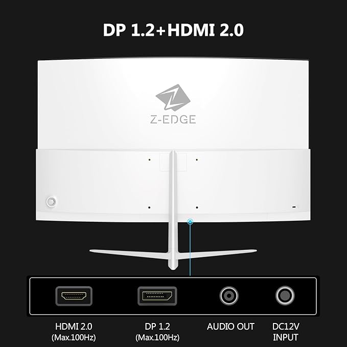 Z-Edge 24-inch Curved Gaming Monitor Full HD 1080P 1920x1080 LED Backlight Monitor with 100Hz Refresh Rate and Eye-Care Technology U24C 178° Wide View Angle DP+HDMI