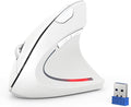 TECKNET Ergonomic Mouse 4800 DPI Wireless Vertical Mouse with 5 Adjustable DPI Levels 6 Buttons 2.4GHz Optical Carpal Tunnel Mouse for Laptop Desktop PC MacBook - White