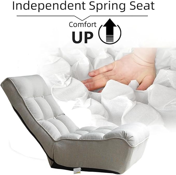 360° Swivel Floor Gaming Chair Floor Chair 14 Adjustable Head Segments 3 Waist Segments Ergonomic Recliner for Gaming Reading Living Room Includes Footrests (Cement Grey)