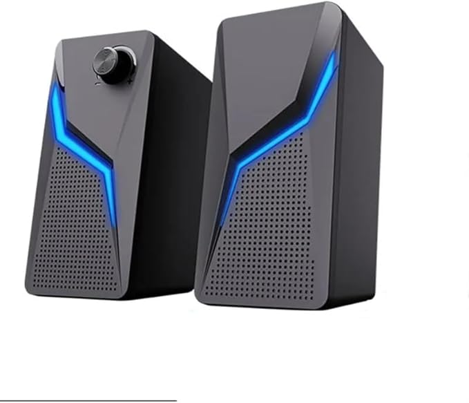 Computer Gaming Speakers PC Sound Box Stereo Microphone Wired with LED Strong Bass 2.0 Loudspeaker