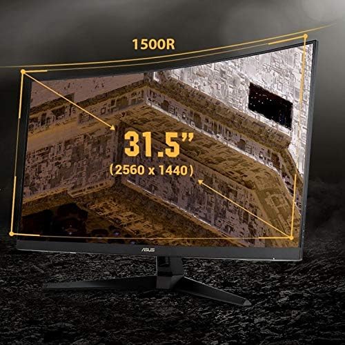 ASUS TUF 32 Inch Curved Gaming Monitor - QHD (2560 x 1440) 165Hz (Supports 144Hz) 1ms Extreme Low Motion Blur Speaker FreeSync Premium VESA Mountable DisplayPort HDMI - VG32VQ1B