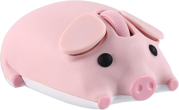 Bluetooth Mouse 2.4G Mice Cute Cartoon Pig Dual Mode (Bluetooth or 2.4 GHz Receiver) Computer Mouse 1200DPI Silent Clisks for Laptop/Notebook/iPad/PC/Mac/Chromebook Office Home(Pink)