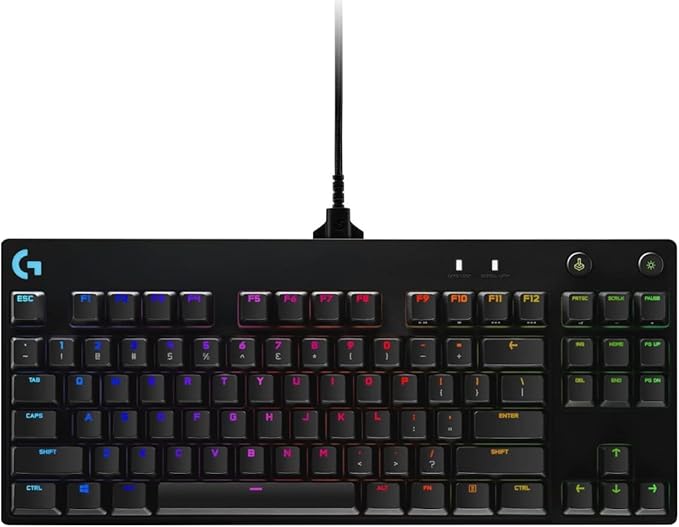 Logitech G Pro TKL Mechanical Wired Gaming Keyboard GX Blue Clicky Switch and LIGHTSYNC RGB Backlit Keys 12 programmable F-key macros Black - 920-009388 (Renewed)