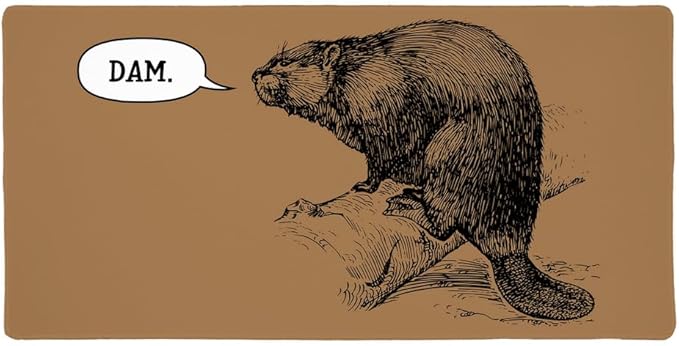 Beaver Vintage Dam Damn Large Gaming Mouse Pad Desk Mat with Stitched Edges Non-Slip Base for Gamer Home and Office