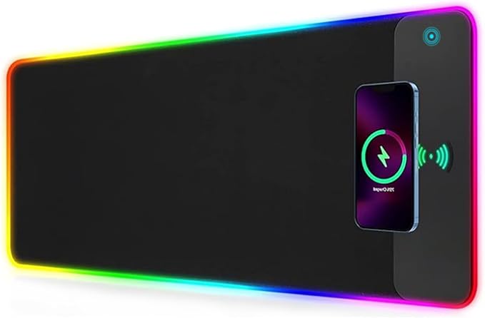 Wireless Charging RGB Mouse Pad Gaming LED Mousepad with 10 Light Modes Extra Large XXL Full Non-Slip Desk Pad Mat for Keyboard and Mouse Computer MacBook PC Laptop Acessories (800x300x4MM)