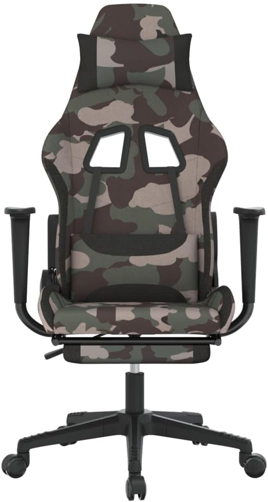 vidaXL Gaming Chair Gaming Chair with Footrest Adjustable Swivel Recliner Computer Chair for Office Modern Style Camouflage and Black Fabric