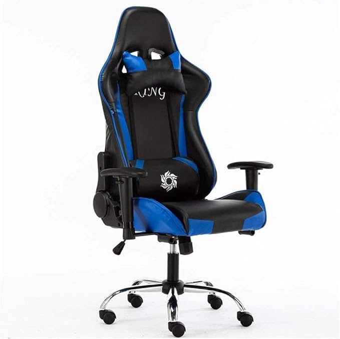Ergonomic Racing Gaming Chair with Adjustable Recline and Height PU Leather Office Chair with Armrests Comfortable High-Back Swivel Computer Chair(Blue 119)